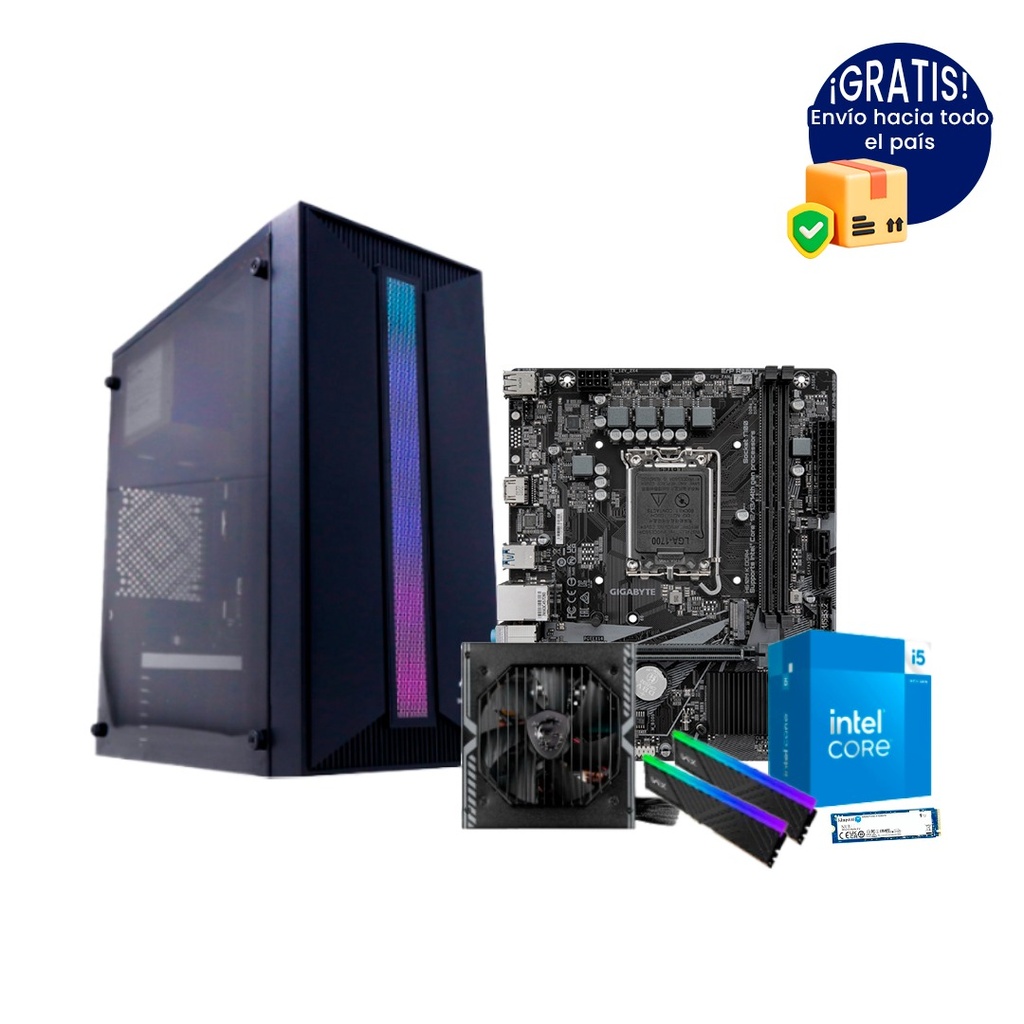 Pc Gamer i5 14400 H610M-K DDR4 2x8 NVMe 1TB 550W Bronce
