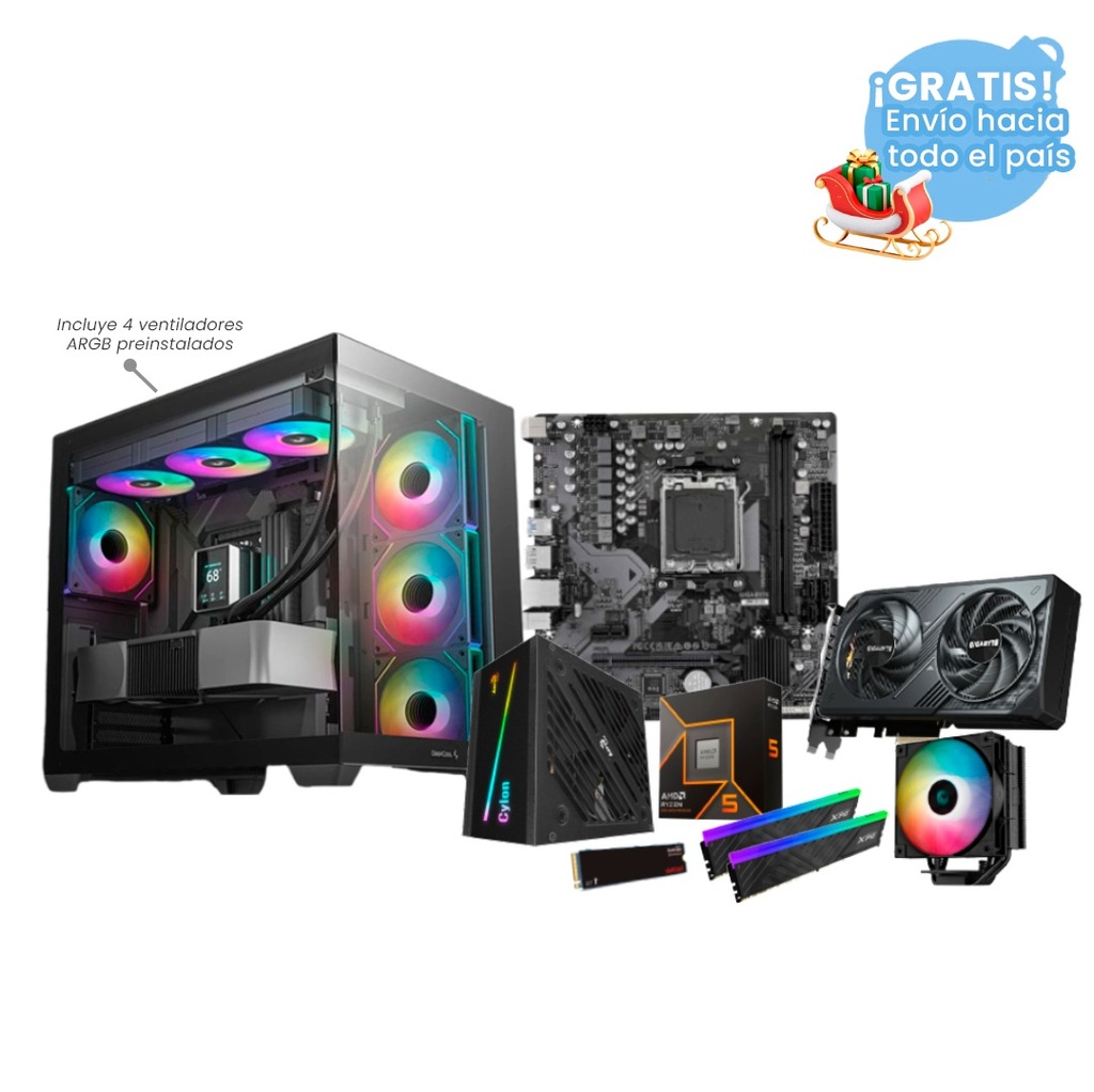 Pc Gamer Ryzen 5 9600X B650M H RTX 5060 DDR5 2x16 NVMe 1TB 600W Bronce AG400