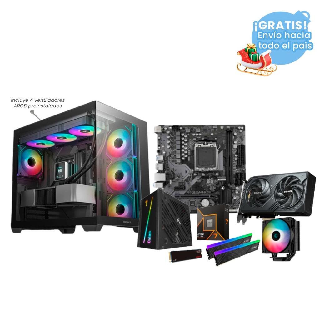 Pc Gamer Ryzen 7 9700X B650M RTX 5060 DDR5 2x16 NVMe 1TB 600W Bronce AG400