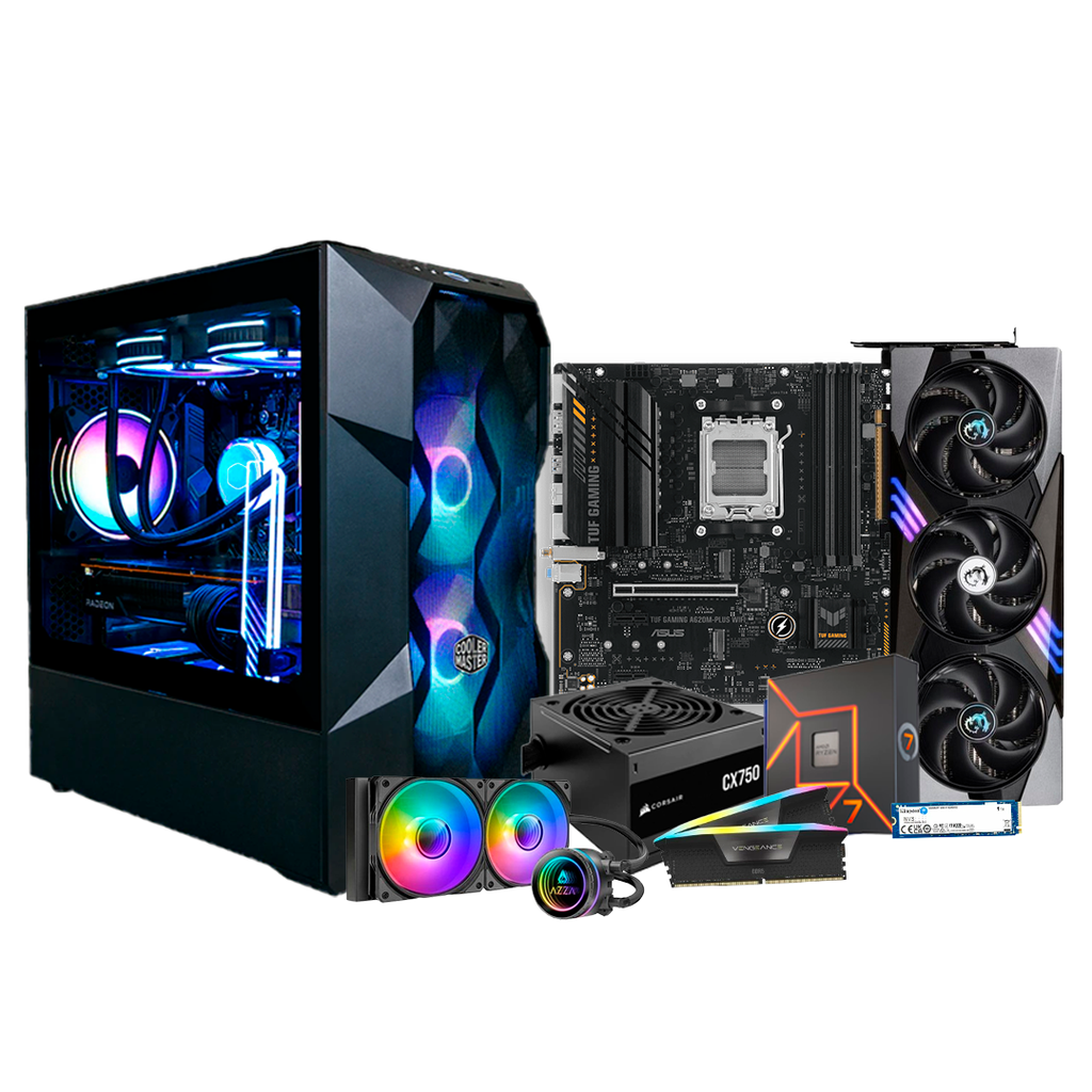 Pc Gamer Ryzen 7 7600X A620M-Plus 750W Bronce DDR5 2x16 NVMe 1TB RTX 5070 Liquida 240mm