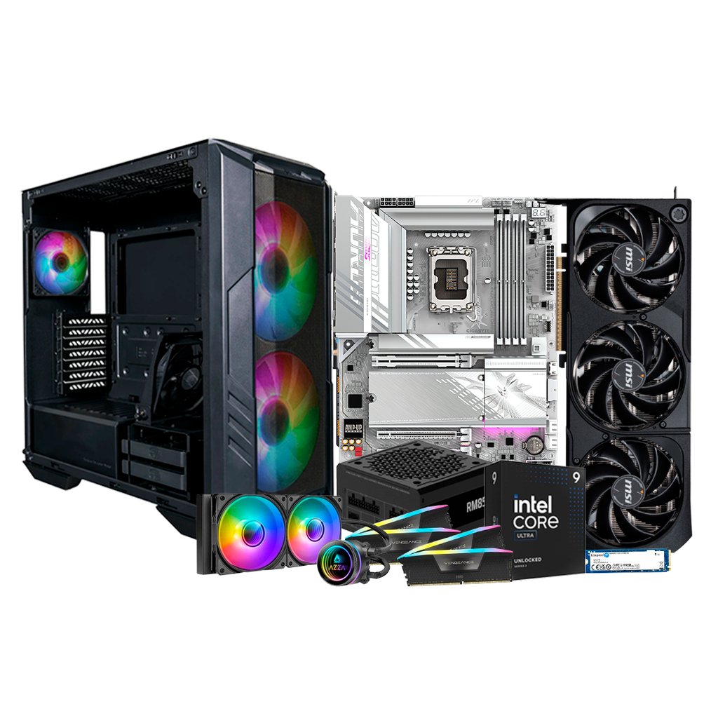 Pc Gamer Ultra Core 9 285K Z890 Elite 750W Bronce DDR5 4x16 NVMe 1TB RTX 5080 Liquida 240mm 