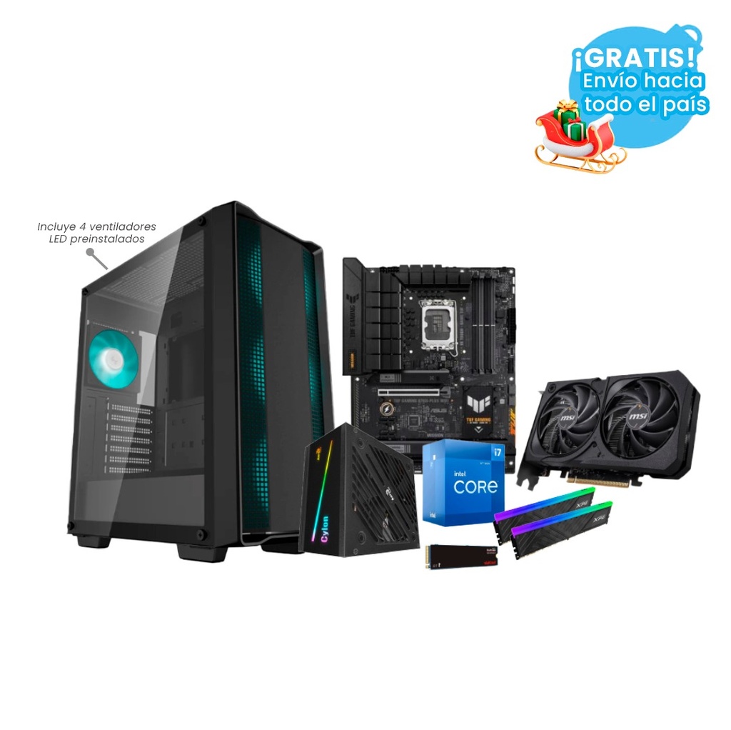 Pc Gamer i7 12700F B760-Plus Wifi RTX 5050 DDR5 2x16 NVMe 1TB 600W Bronce 