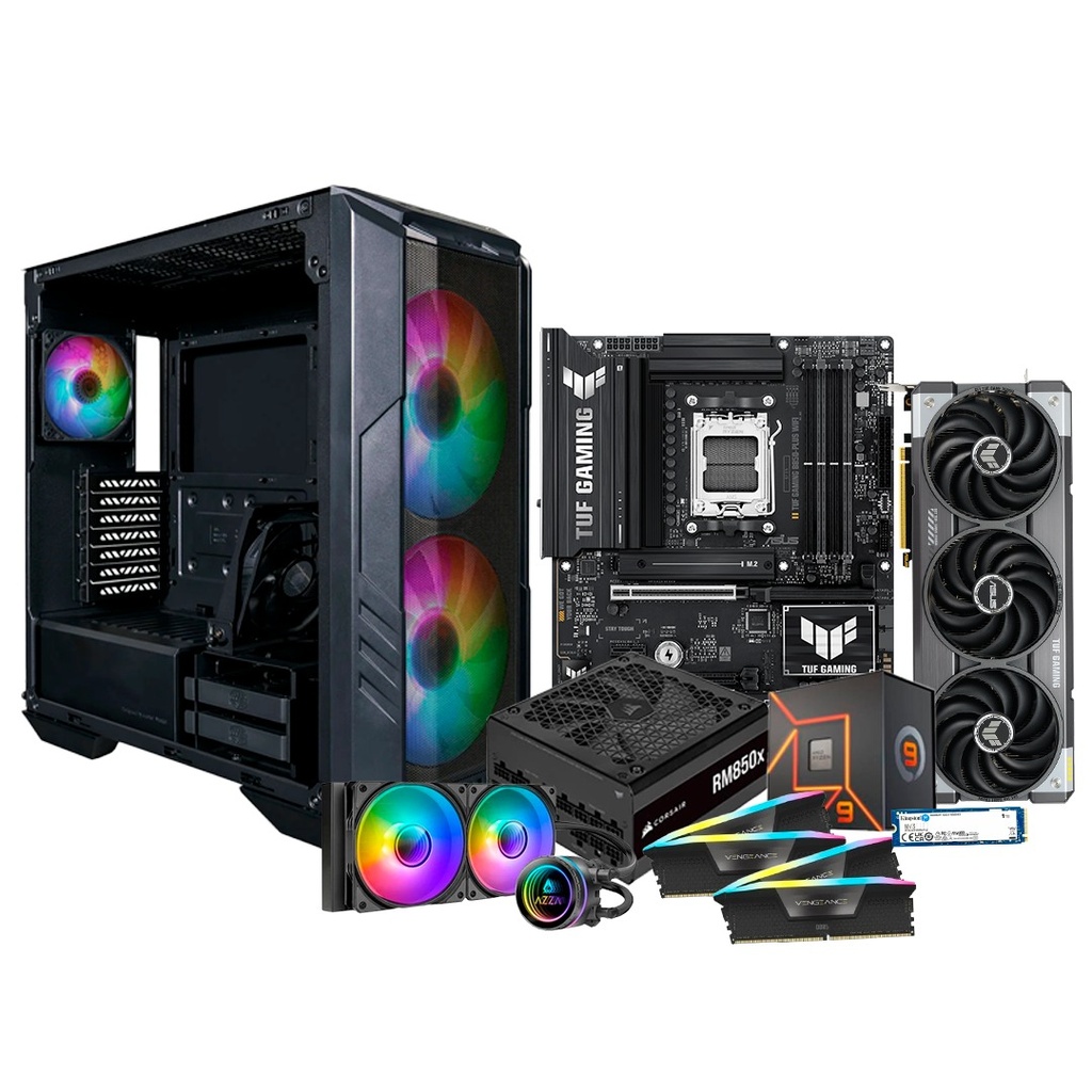 Pc Gamer Ryzen 9 7900X B850-Plus 750W Bronce DDR5 4x16 NVMe 1TB RTX 5070 TI Liquida 240mm
