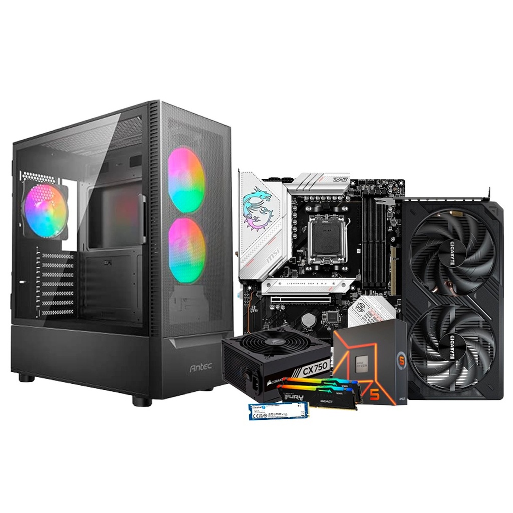 Pc Gamer Ryzen 5 7600X  MPG-B650 RTX 4060 TI DDR5 2x8 NVMe 1TB 750W 80 Plus Bronze