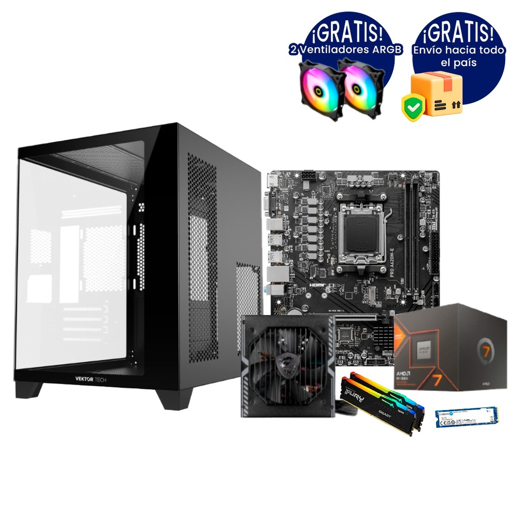 Pc Gamer Ryzen 7 8700G A650 DDR5 2x8 NVMe 1TB 550W 80 Bronce