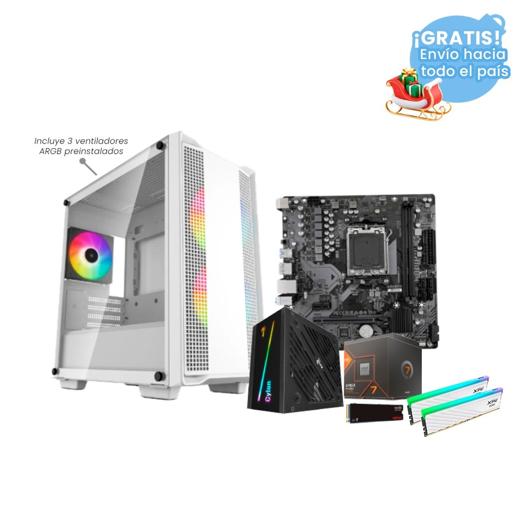 Pc Gamer Ryzen 7 8700G B650M H DDR5 2x16 NVMe 1TB 600W 80 Bronce