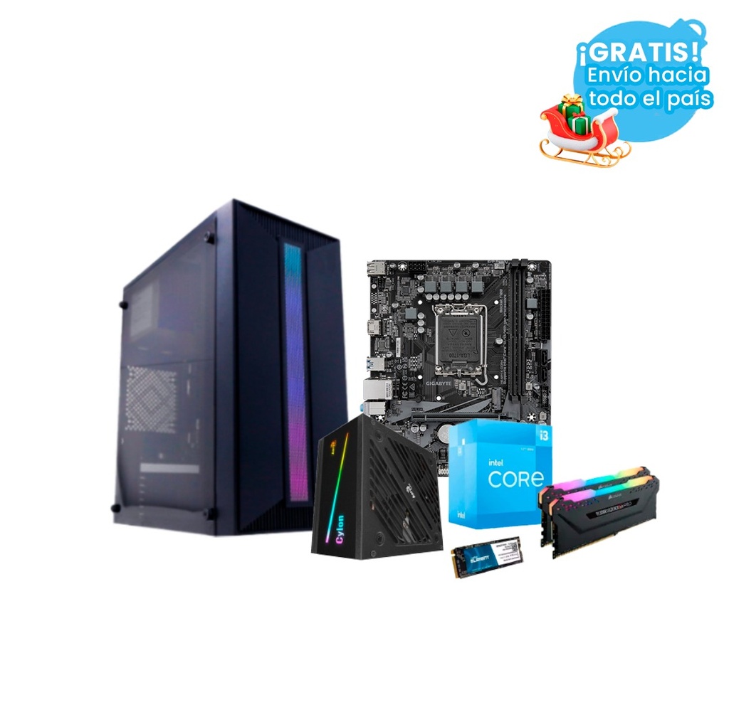 Pc Gamer i3 12100 H610M-K DDR4 2x8 NVMe 250GB 600W Bronce 