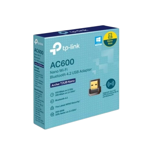 Adaptador de Red USB a Wi-fi Bluetooth TP-Link Archer T2UB Nano AC600 Doble Banda 200-433Mbps