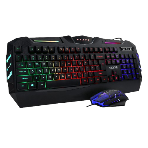 Teclado y Mouse Alámbrico Unno Tekno Klass USB Negro Español RGB 