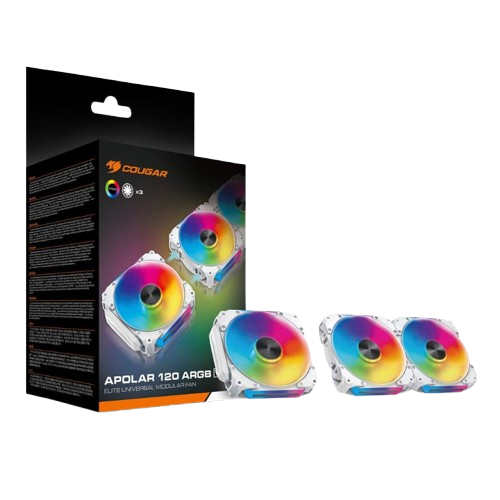 Kit de 3 Ventiladores Cougar APOLAR 120mm ARGB Blanco