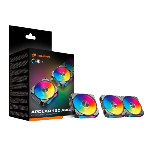 Kit de 3 Ventiladores Cougar APOLAR 120mm ARGB Negro